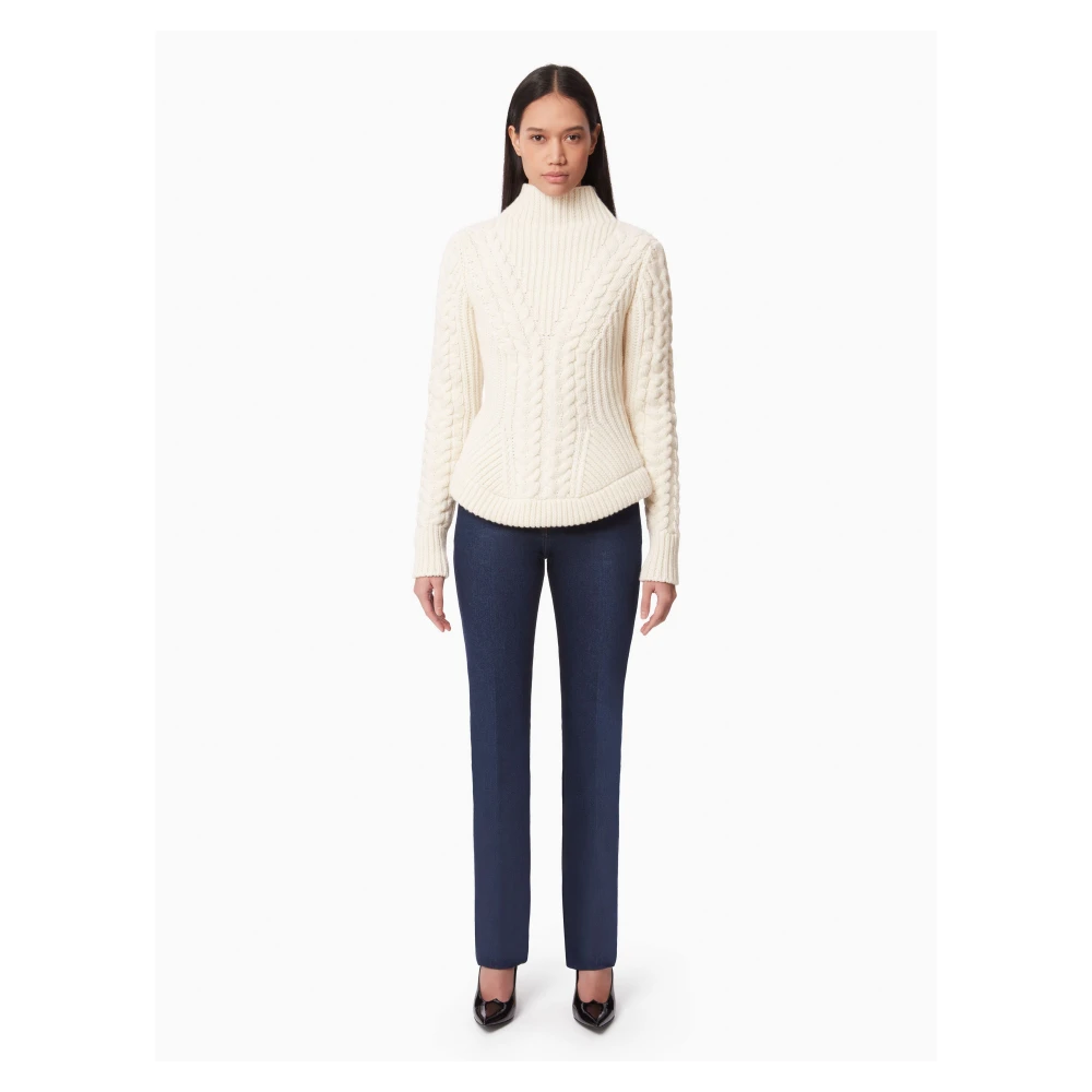 Nina Ricci Twisted Wool Turtleneck Sweater in Beige Dames