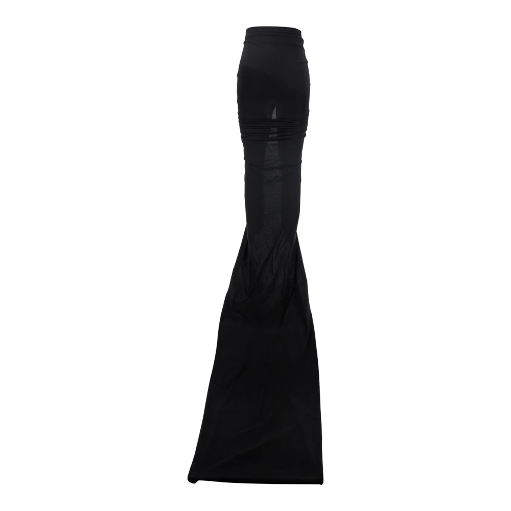 Rick Owens Elegante Zwarte Maxi Rok met Draperieën Black Dames