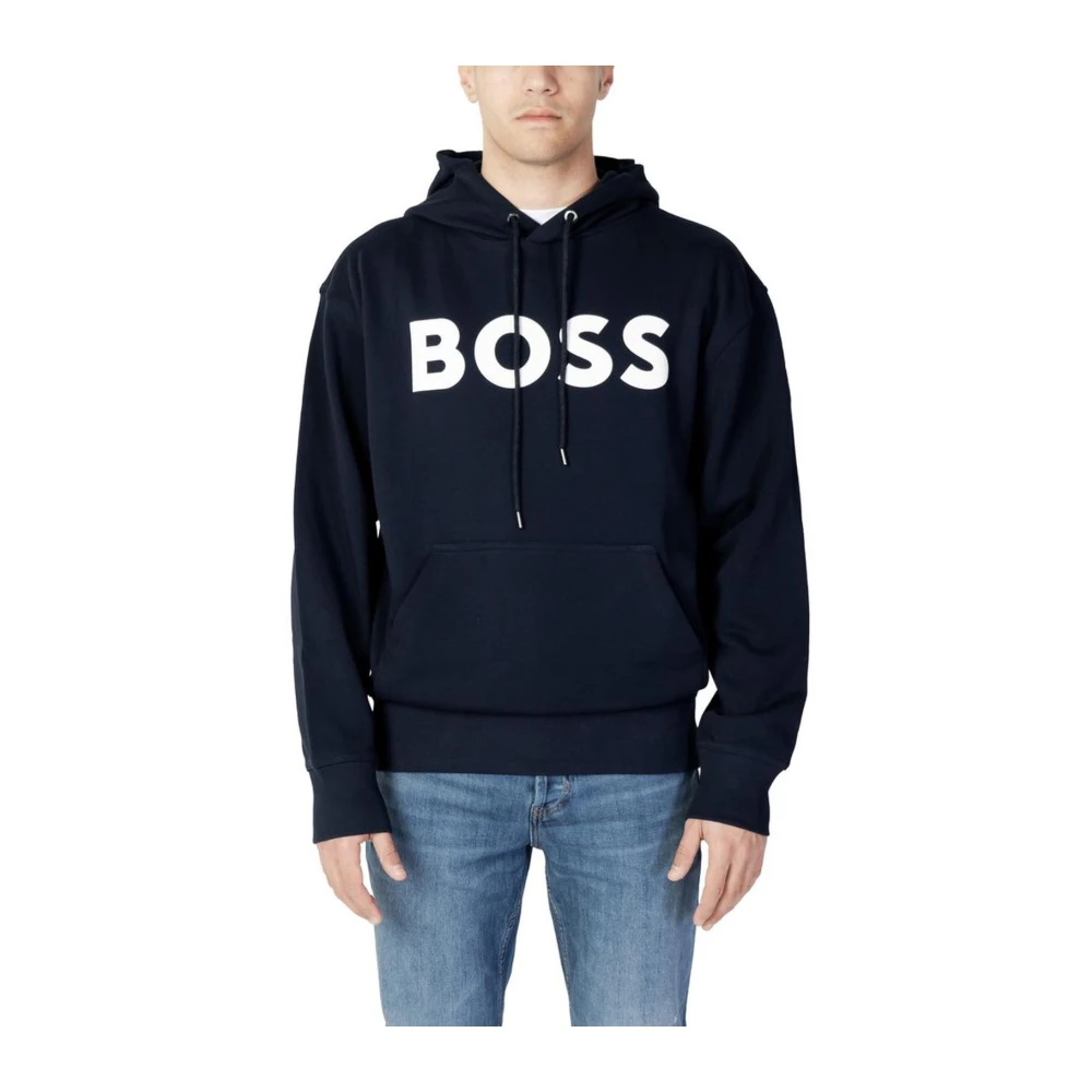 Hugo Boss Bomull Hoodie Tröja Blue, Herr