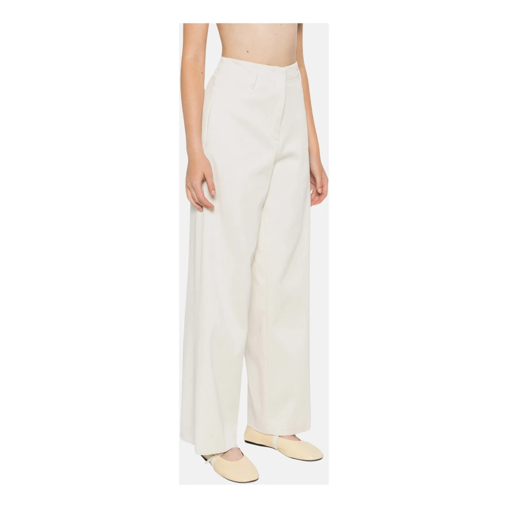 Forte Hoge taille rechte pijp katoenen broek Beige Dames