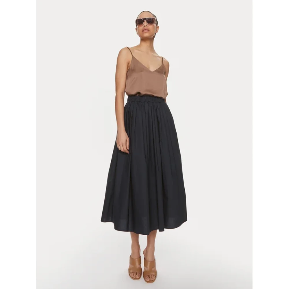 ViCOLO Navy Katoenen Midi Rok Black Dames