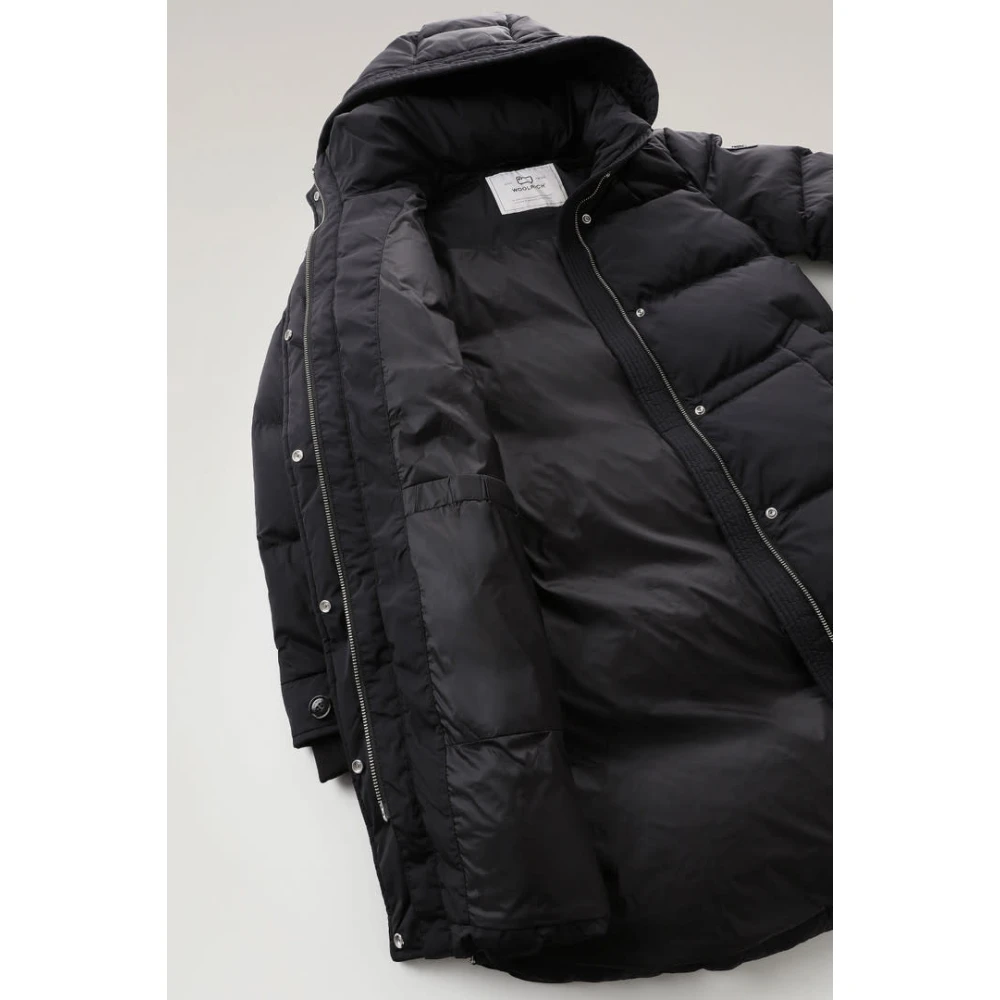 Woolrich Zwarte Puffer Parka Black Dames