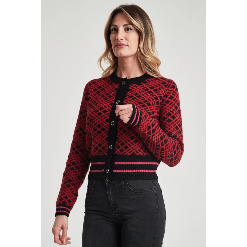 pinko Jacquard Cardigan in Ansonica Stijl Red Dames