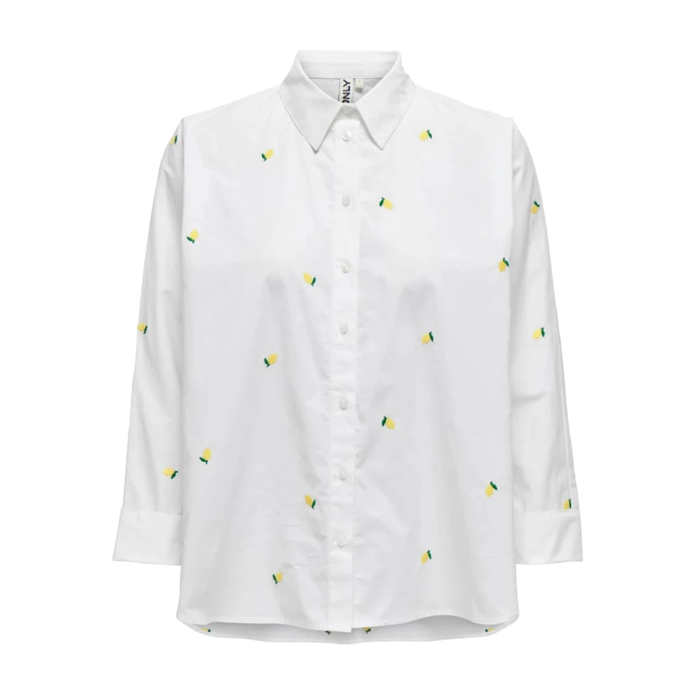 ONLY blouse ONLNEW met ingebreid patroon wit geel groen