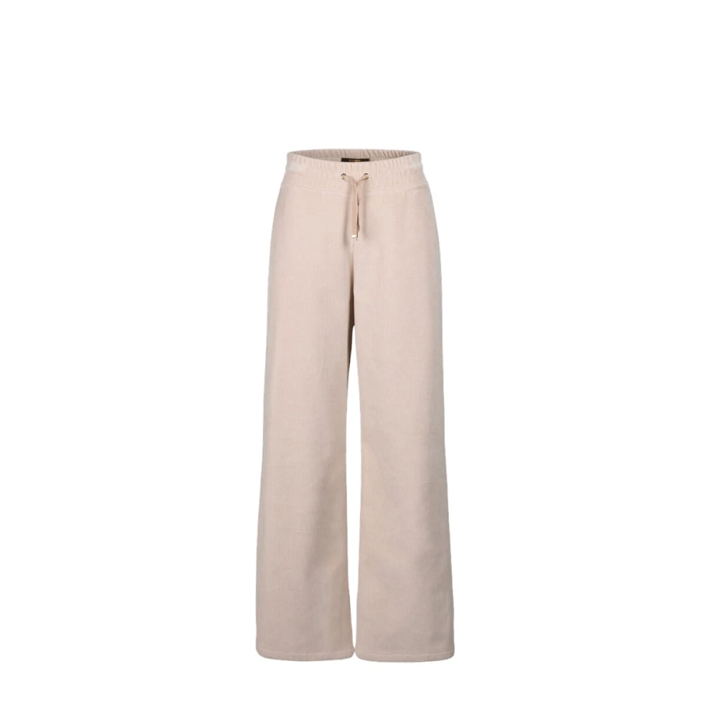 Moorer Women's Beige Wide Trousers, Xs, Wide-Leg Jogging Trousers