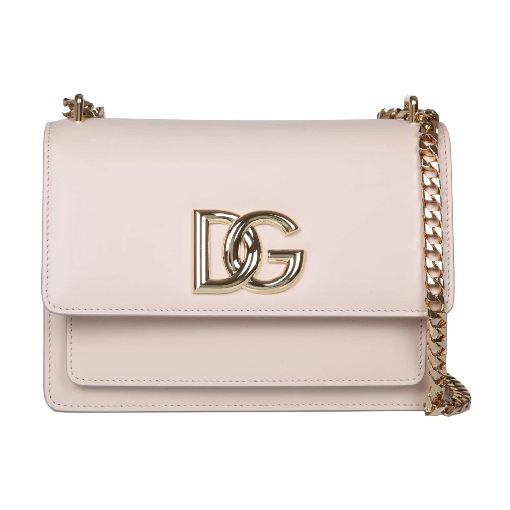 Dolce & Gabbana Leren schoudertas in Flesh Pink met DG-logo Pink Dames