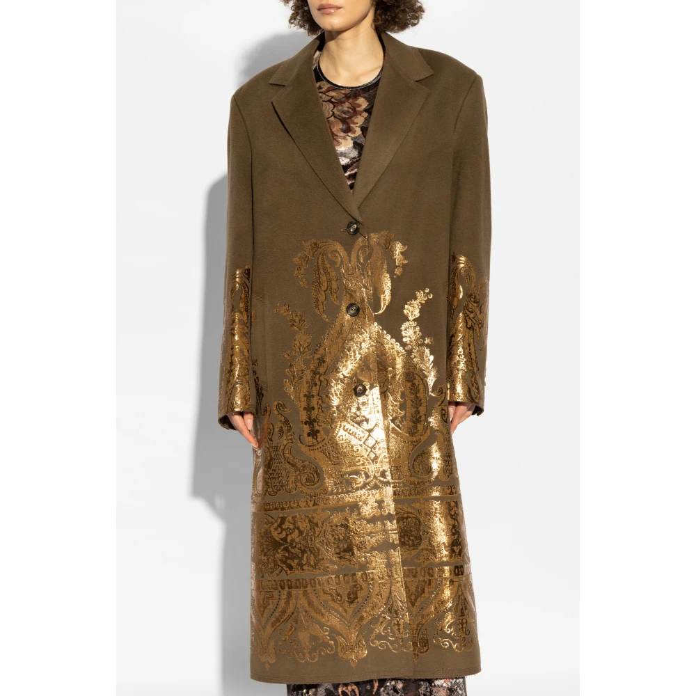 ETRO Jas met glanzende print Green Dames