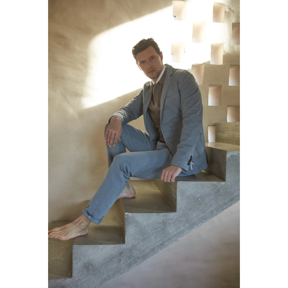 Mason's Slim Fit Jogger Chino Broek Blue Heren
