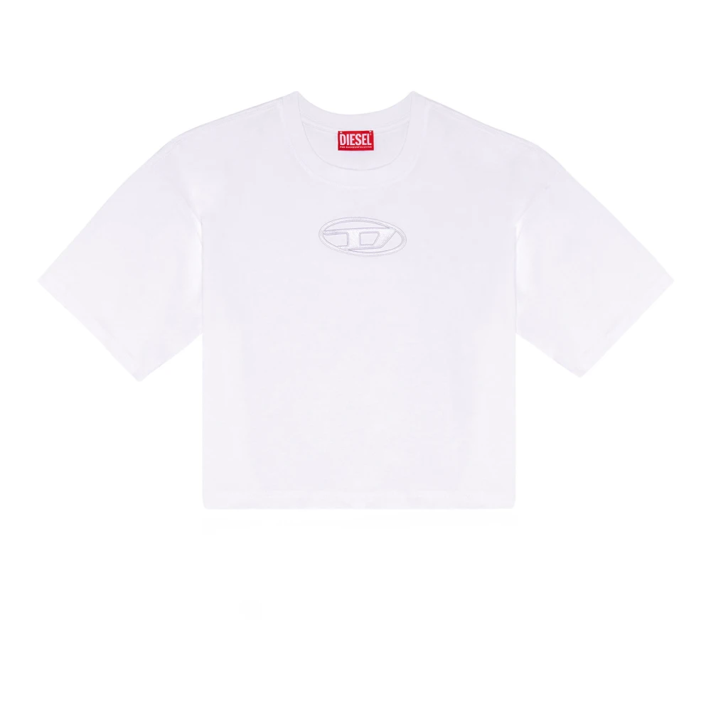Diesel Boxy T-shirt with embroidered D White Dames