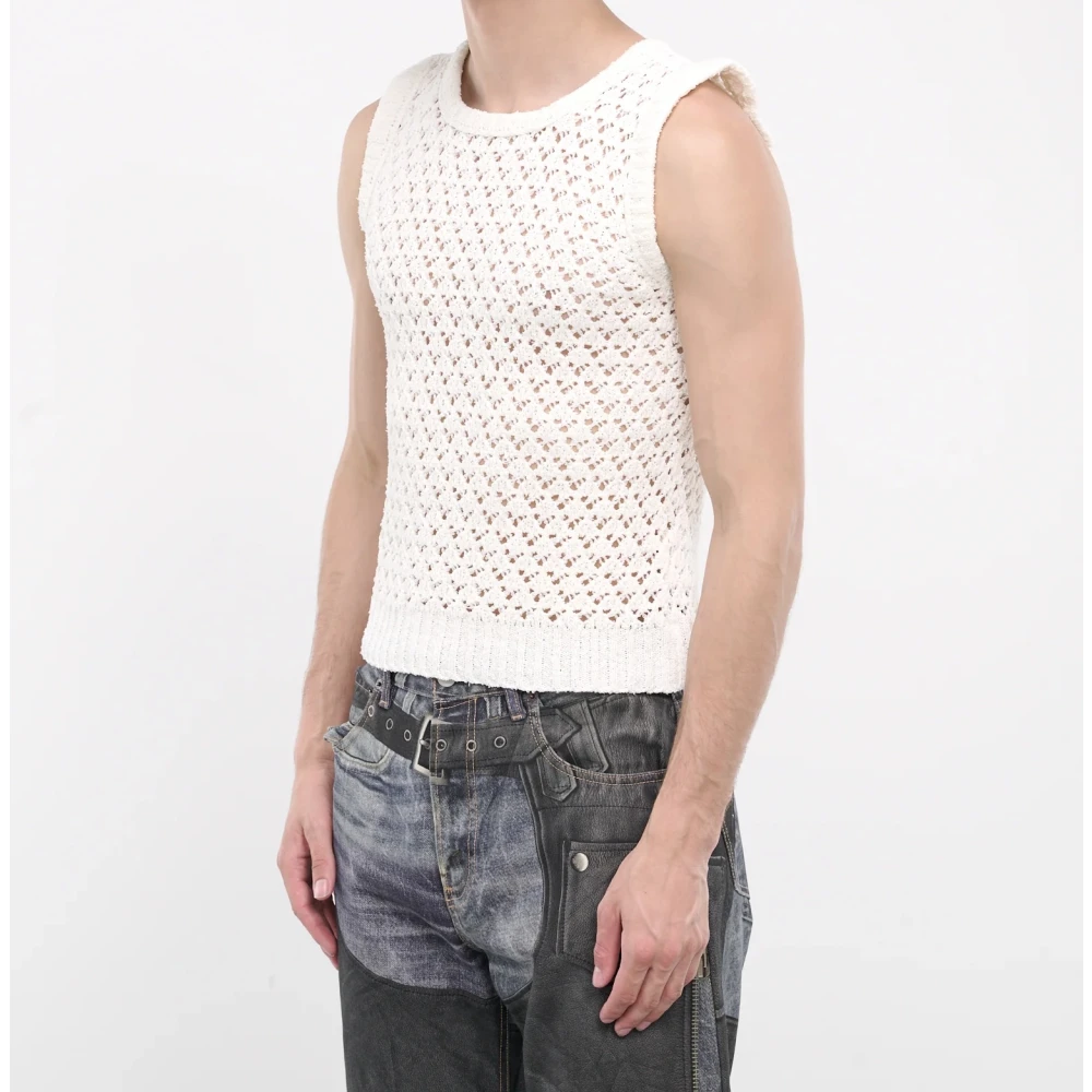 Maison Margiela Off-White Gebreide Tanktop White Heren