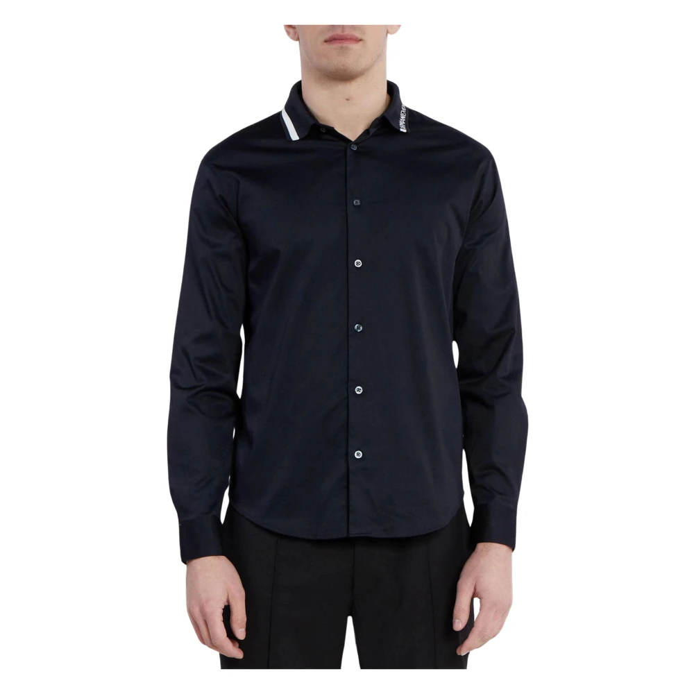 Armani Exchange Blauw overhemd met knoopsluiting Blue Heren