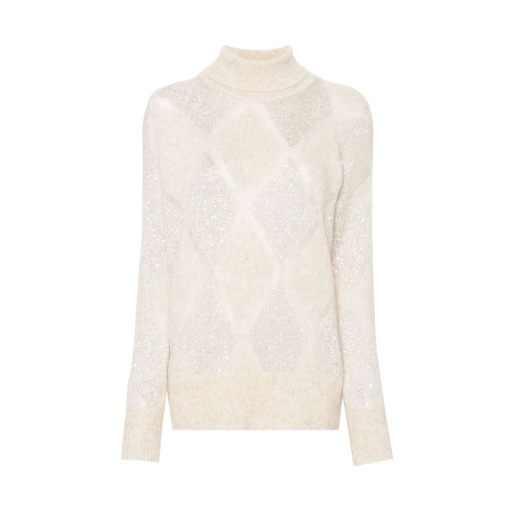 BRUNELLO CUCINELLI Beige Gebreide Paillet Sweater Beige Dames