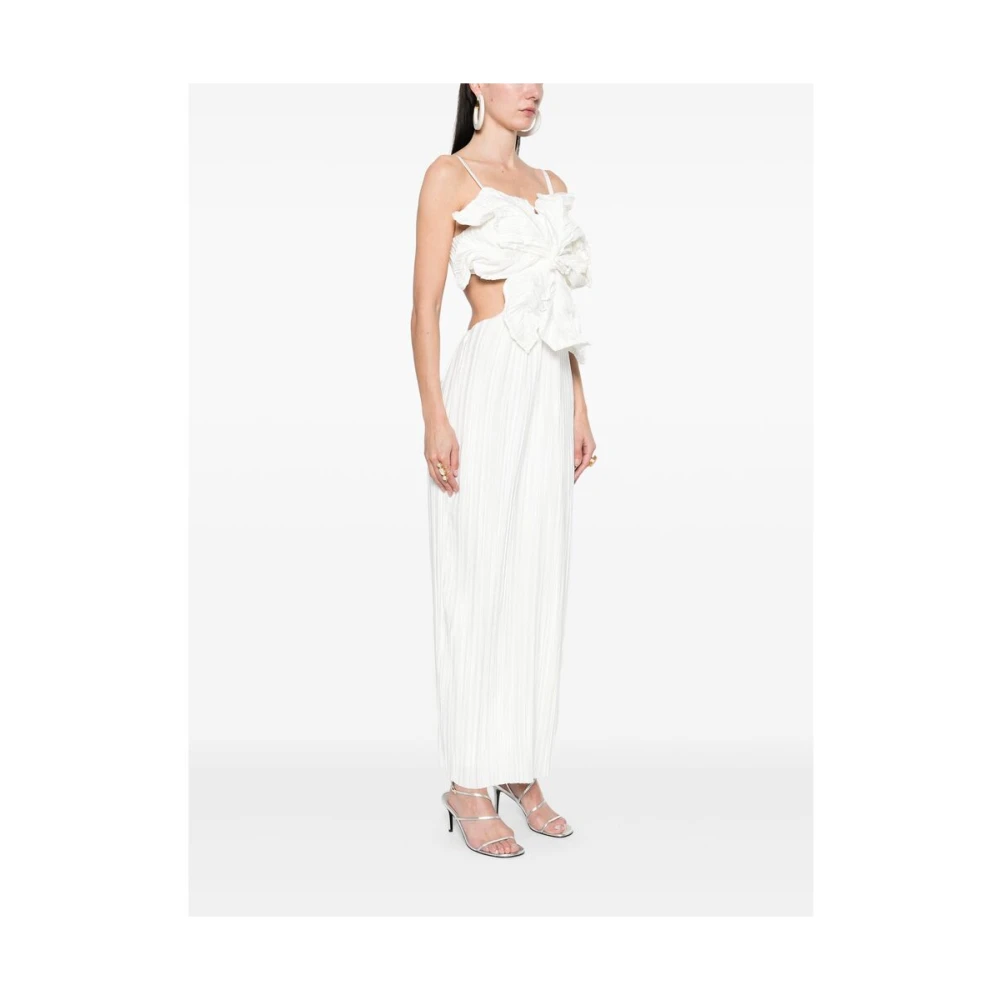 Cult Gaia Witte Plissé Effect Open Rug Jurk White Dames