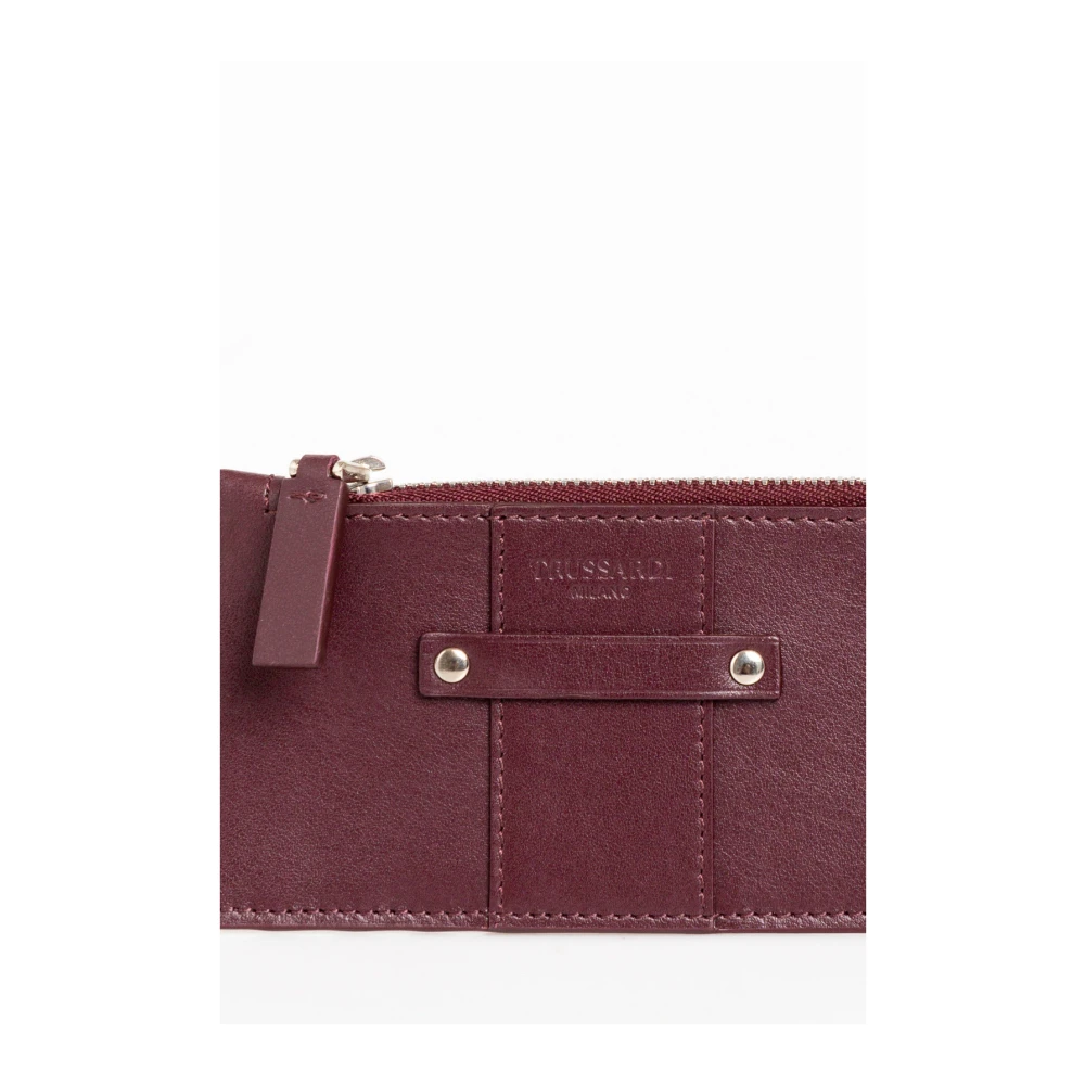 Trussardi Mode Leren Kaarthouder met Ritsvak Brown Heren