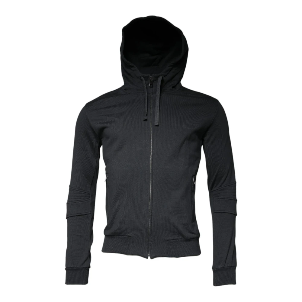 Dolce & Gabbana Zwarte Katoenen Rits Hoodie Black Heren