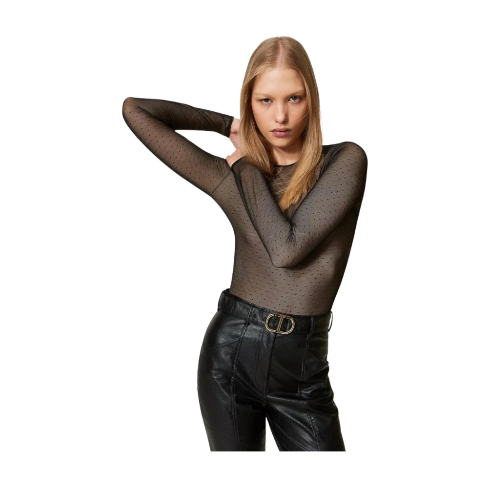 Twinset Plumetis Body in Stijlvolle Look Black Dames