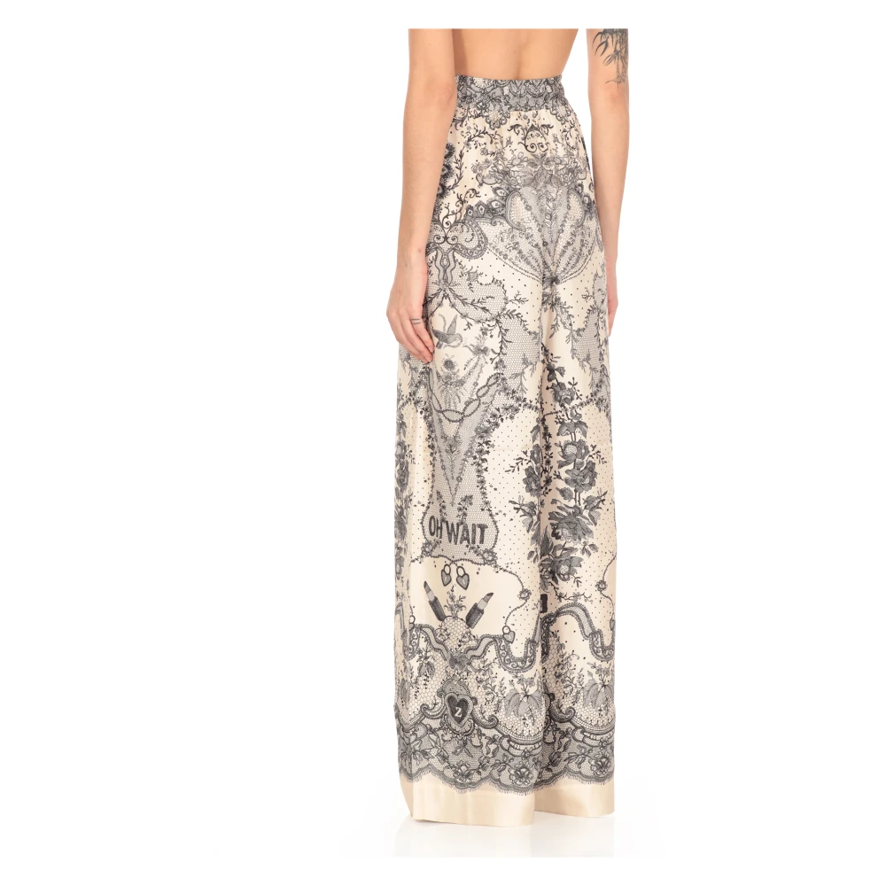 Zimmermann Zijden ivoorkleurige broek met trekkoord Multicolor Dames