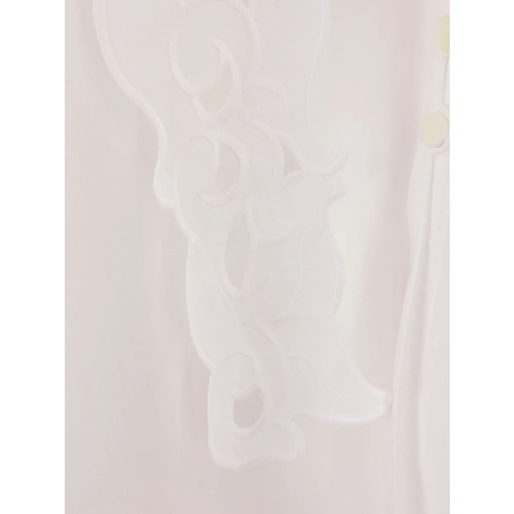 Chloé Geborduurde Lavallière Shirt in Wit Katoen White Dames