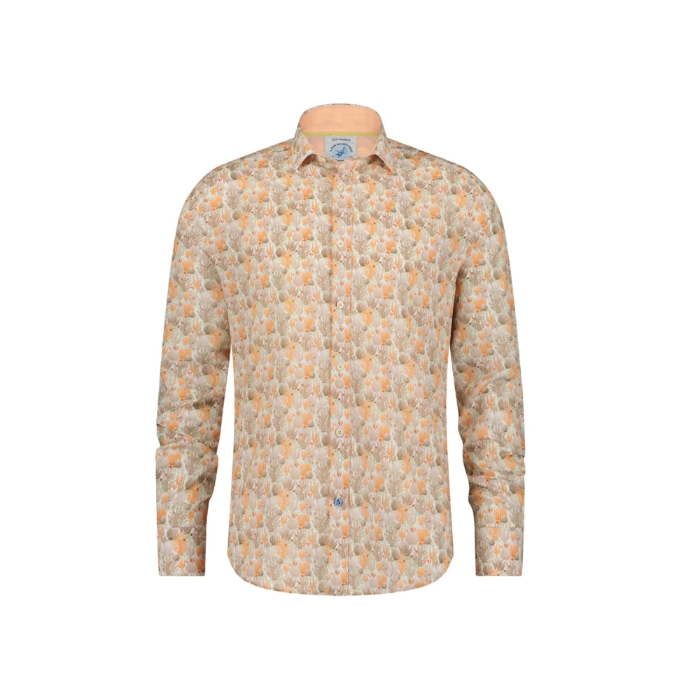 A fish named fred Oranje Casual Overhemd met Print Multicolor Heren