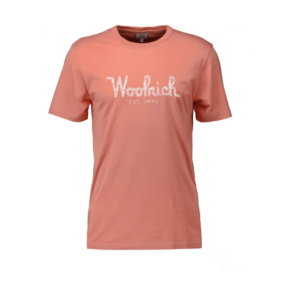 Woolrich Koraal T-shirt met geborduurd logo Red Heren