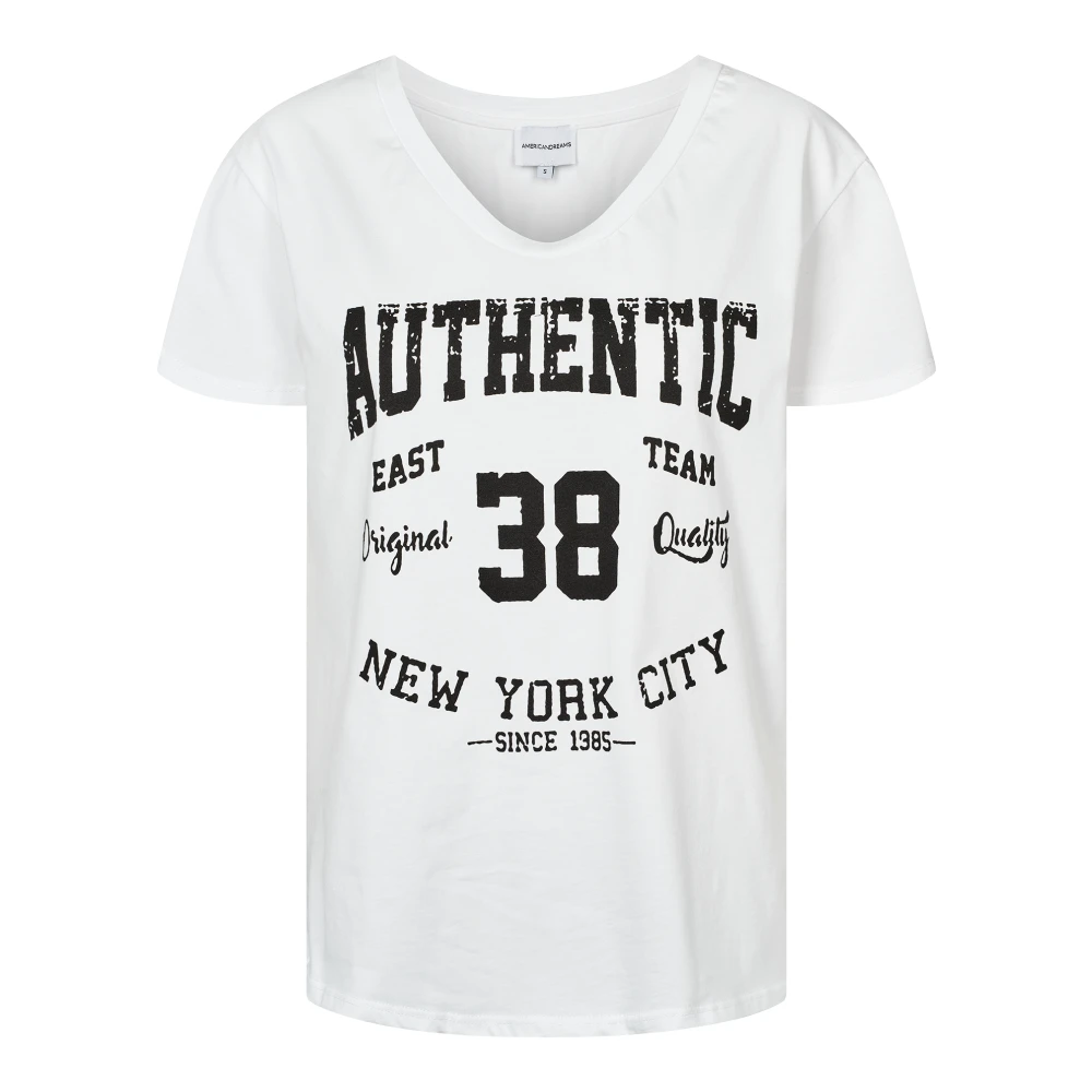 American Dreams Authentieke katoenen T-shirt met grafische print White Dames