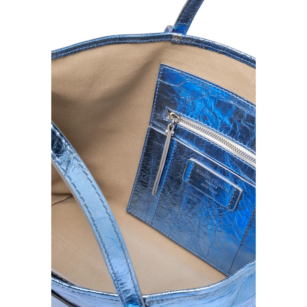 Gianni Chiarini Superlight Shopping Bag Bluette Gelamineerd Leer Blue Dames
