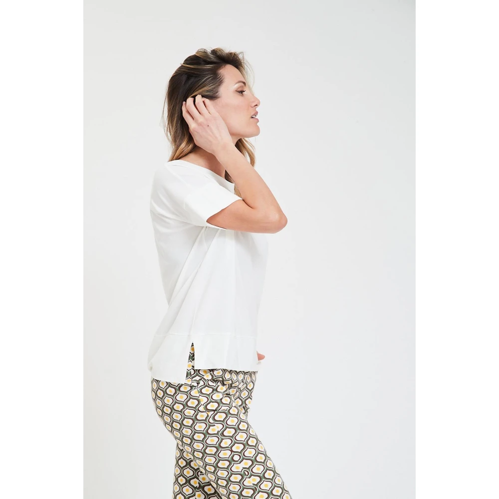 Alpha Studio Boxy T-shirt voor modebewuste vrouwen White Dames