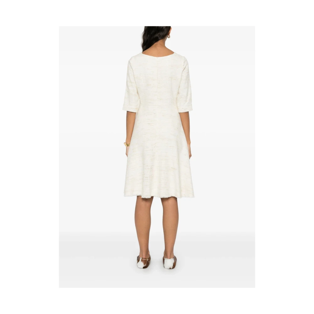 Charlott Beige Zijden Jurk met Ronde Hals Beige Dames