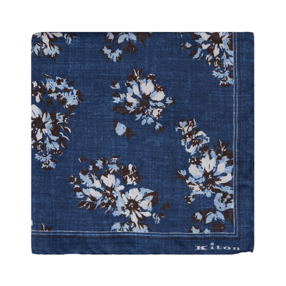 Kiton Blauwe Zijden Elegante Sjaal Blue Heren
