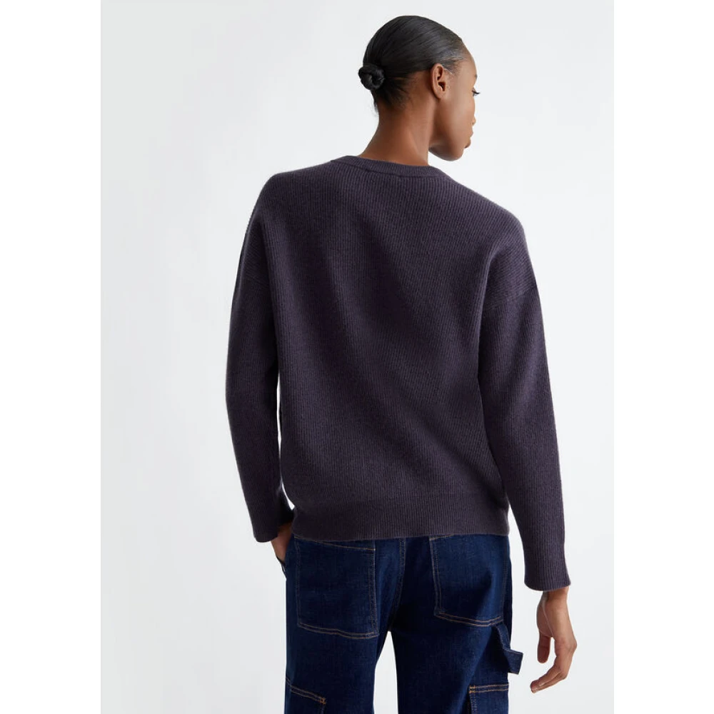 Liu Jo Kasjmier V-hals trui met metalen letters Gray Dames
