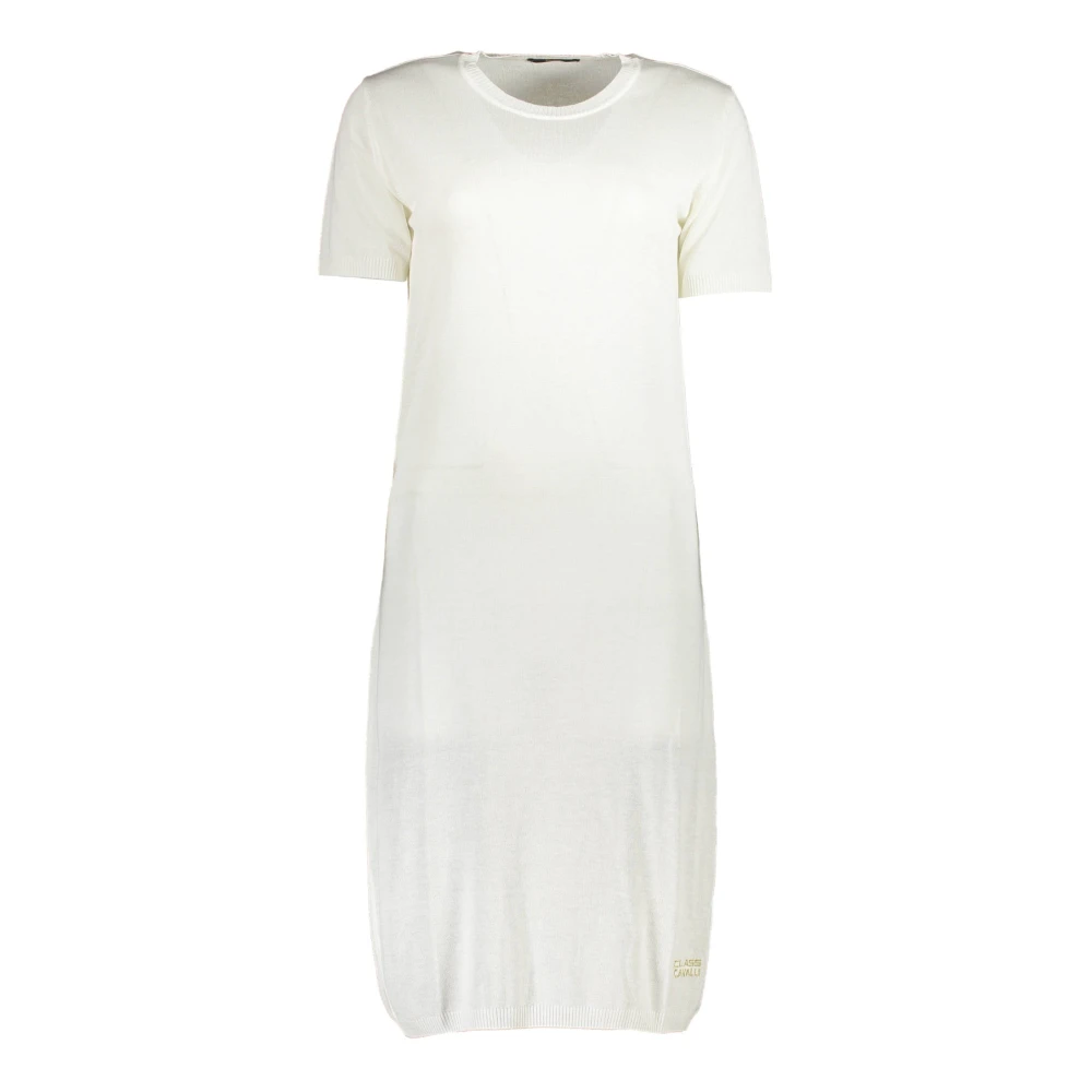Cavalli Class Women's White Short Dress With Round Neck - Short Dresses - L - Dresses