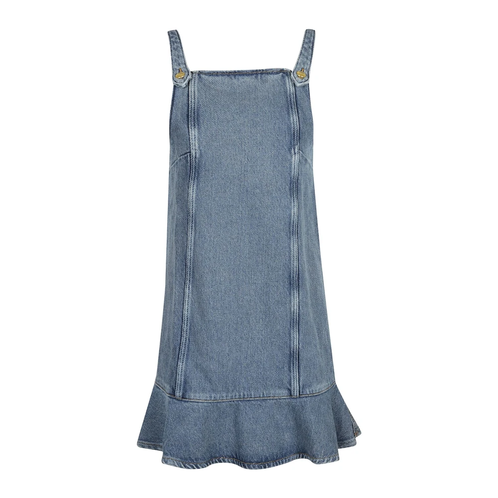 Ganni Denim Mini Jurk Blue Dames