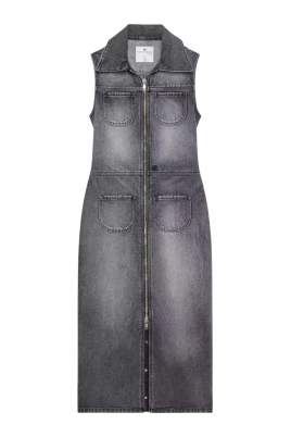 Grå Denim Midiklänning