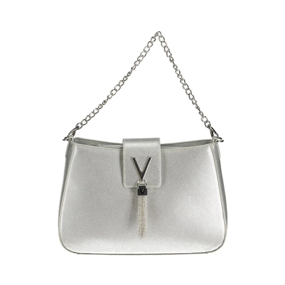 Valentino by Mario Valentino Zilveren Polyethyleen Handtas met Kettingriem Gray Dames