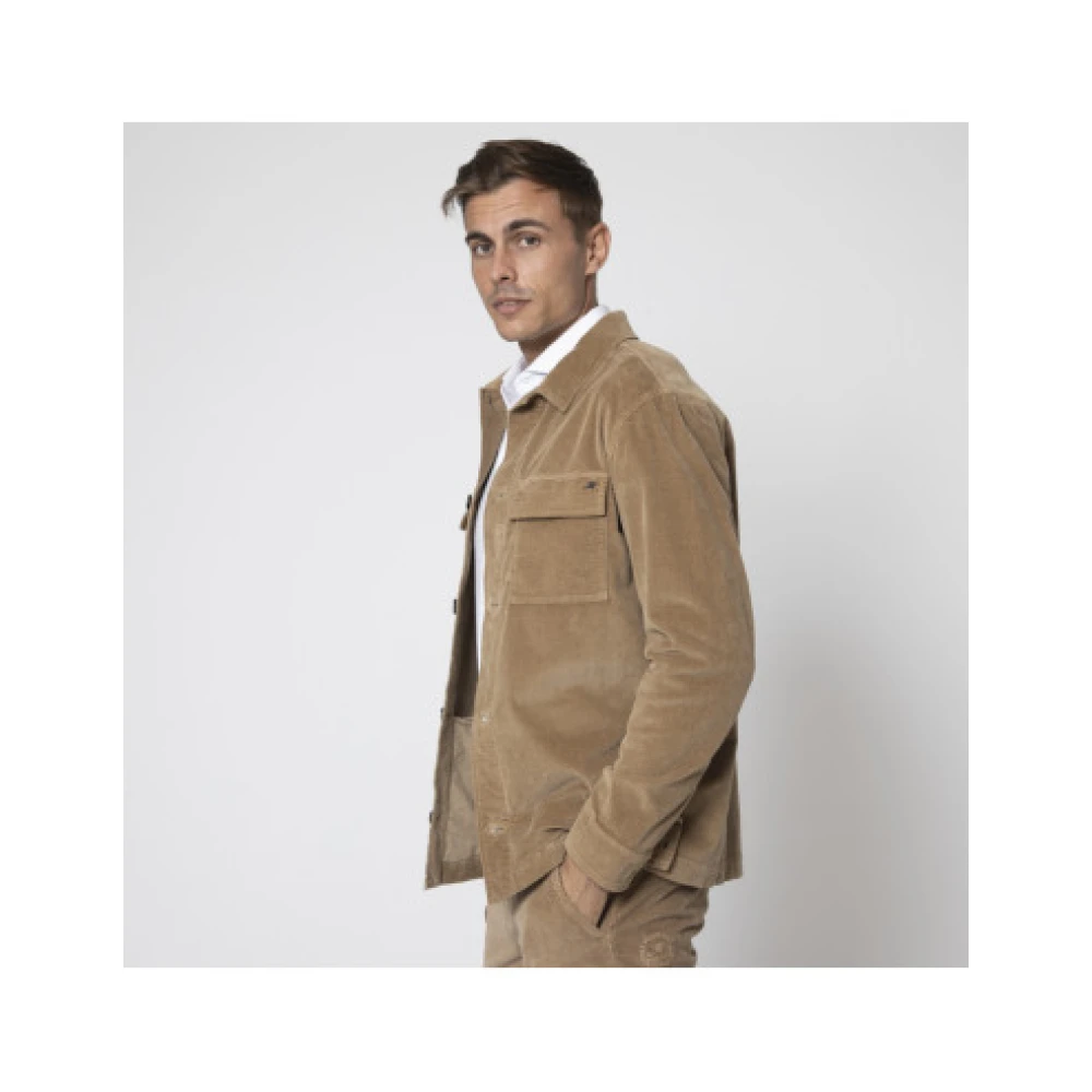 Mason's Bruine Corduroy Overshirt met knoopsluiting Brown Heren