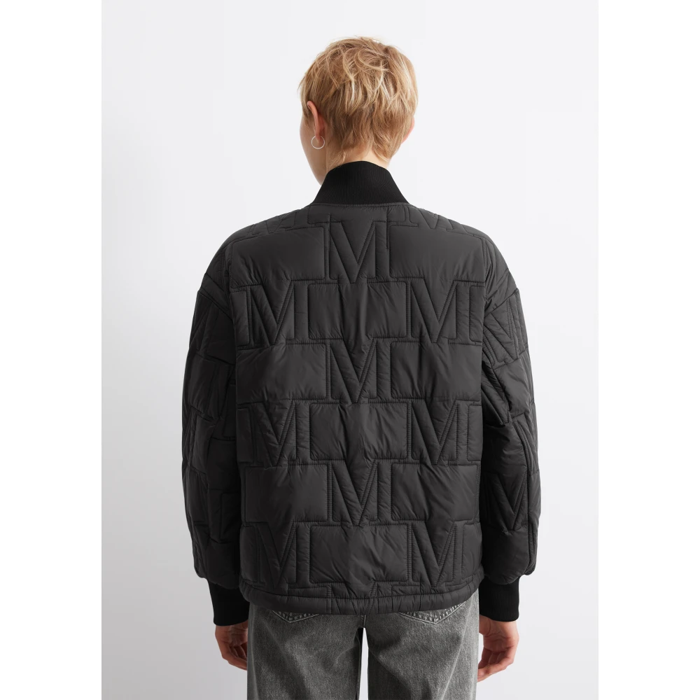 Marc O'Polo Logo gewatteerd jack relaxed Black Dames