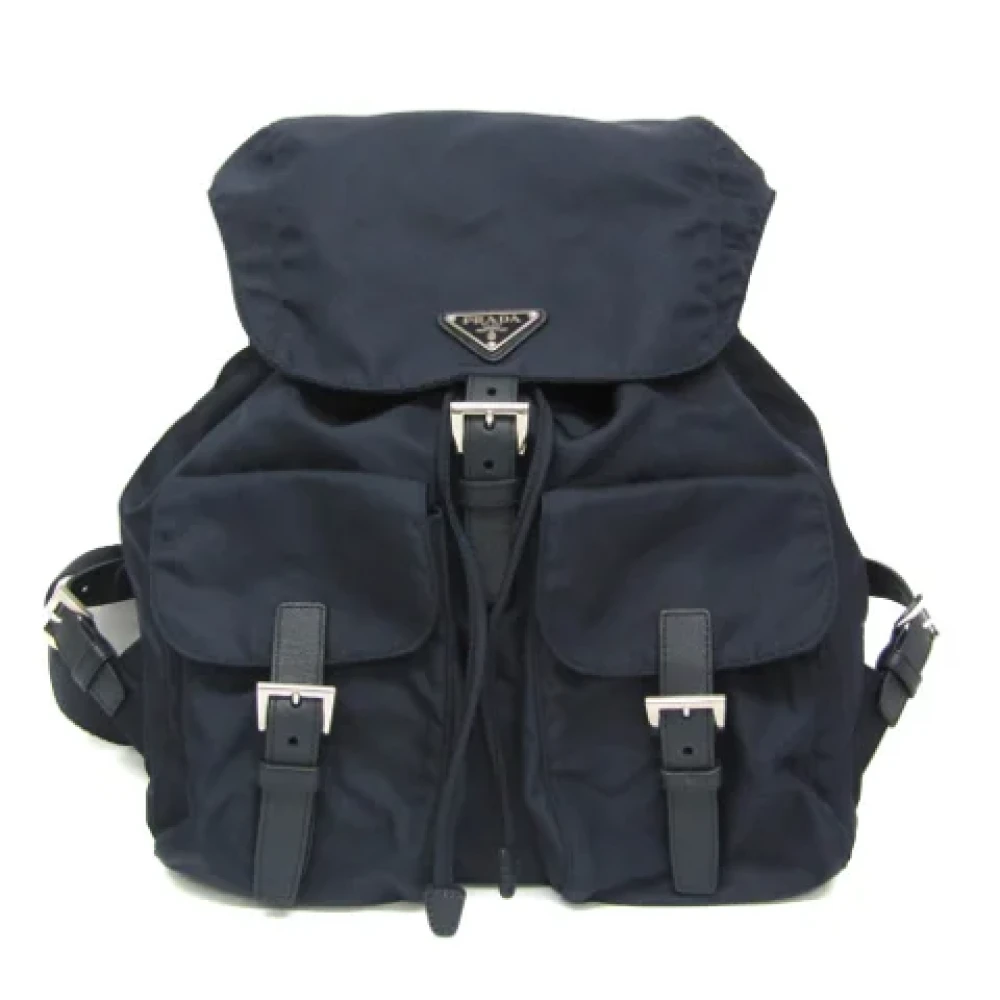 Prada Vintage Pre-owned Leather backpacks Blue Dames