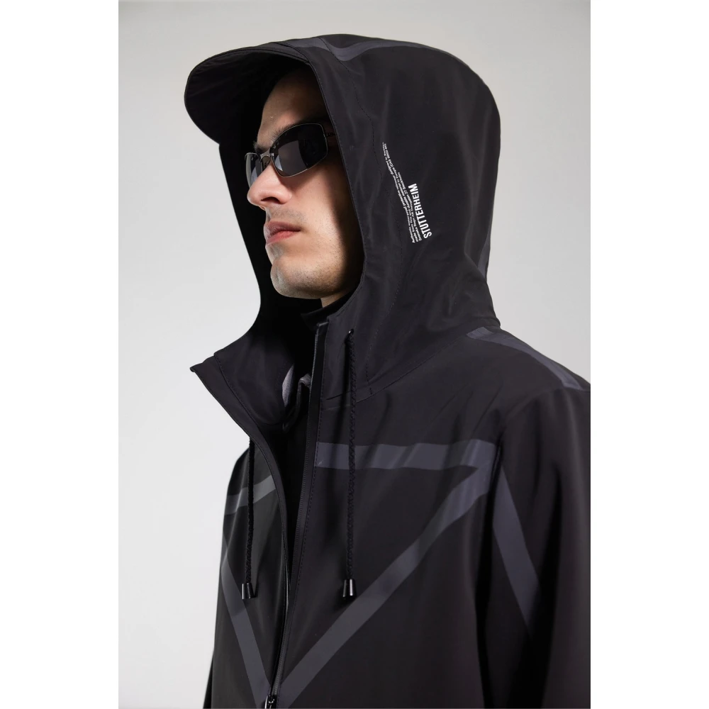 Stutterheim Lichtgewicht Waterdichte Regenjas met Reflecterende Strepen Black Heren