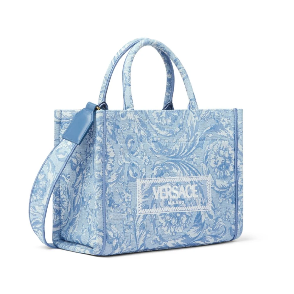 Versace Roze Athena Jacquard Logo Tas Blue Dames