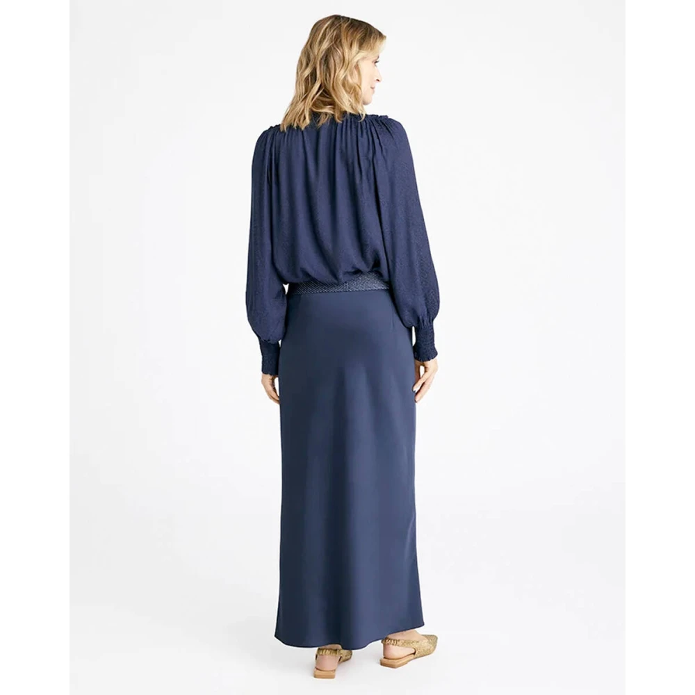Gustav Bias Cut Lange Rok Blue Dames
