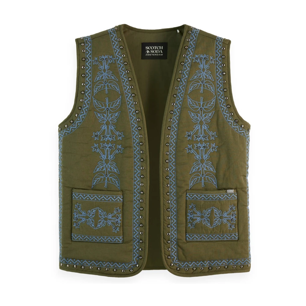 Scotch & Soda Bloemen geborduurd gilet Green Dames