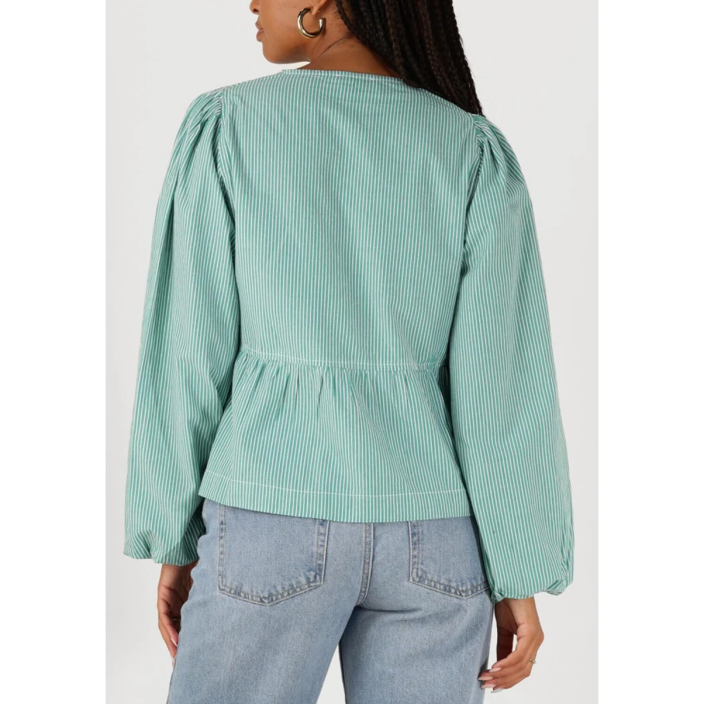 NEO NOIR Groene Gestreepte Blouse Esmee Green Dames