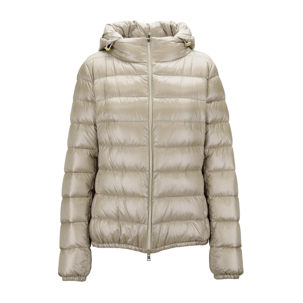 Herno Women's Beige High Collar Hooded Down Jacket