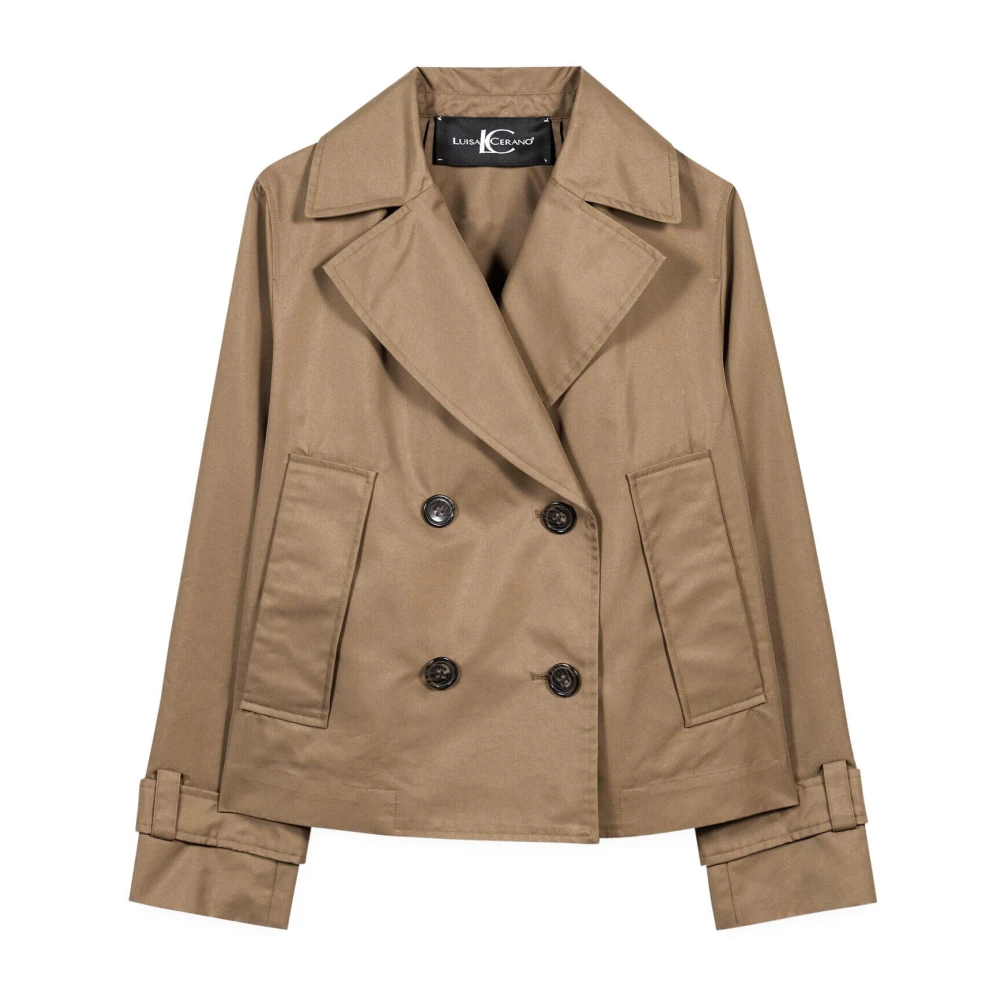 Luisa Cerano Women's Brown Light Jackets, Xl, Short Trench Jacket