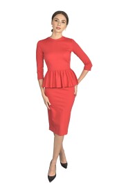 Set - A Blouse With A Basque And A Pencil Skirt