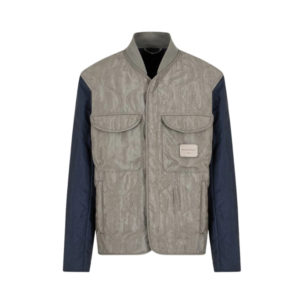 Emporio Armani Gewatteerde Bomberjack Grijs Gray Heren
