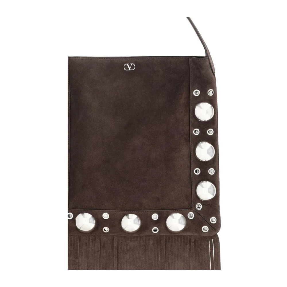 Valentino Garavani Studded Leren Schoudertas Brown Heren