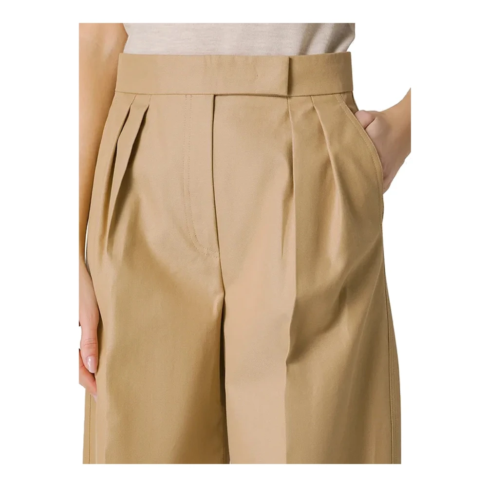 Max Mara Wijde Corte Broek met Zakken Brown Dames