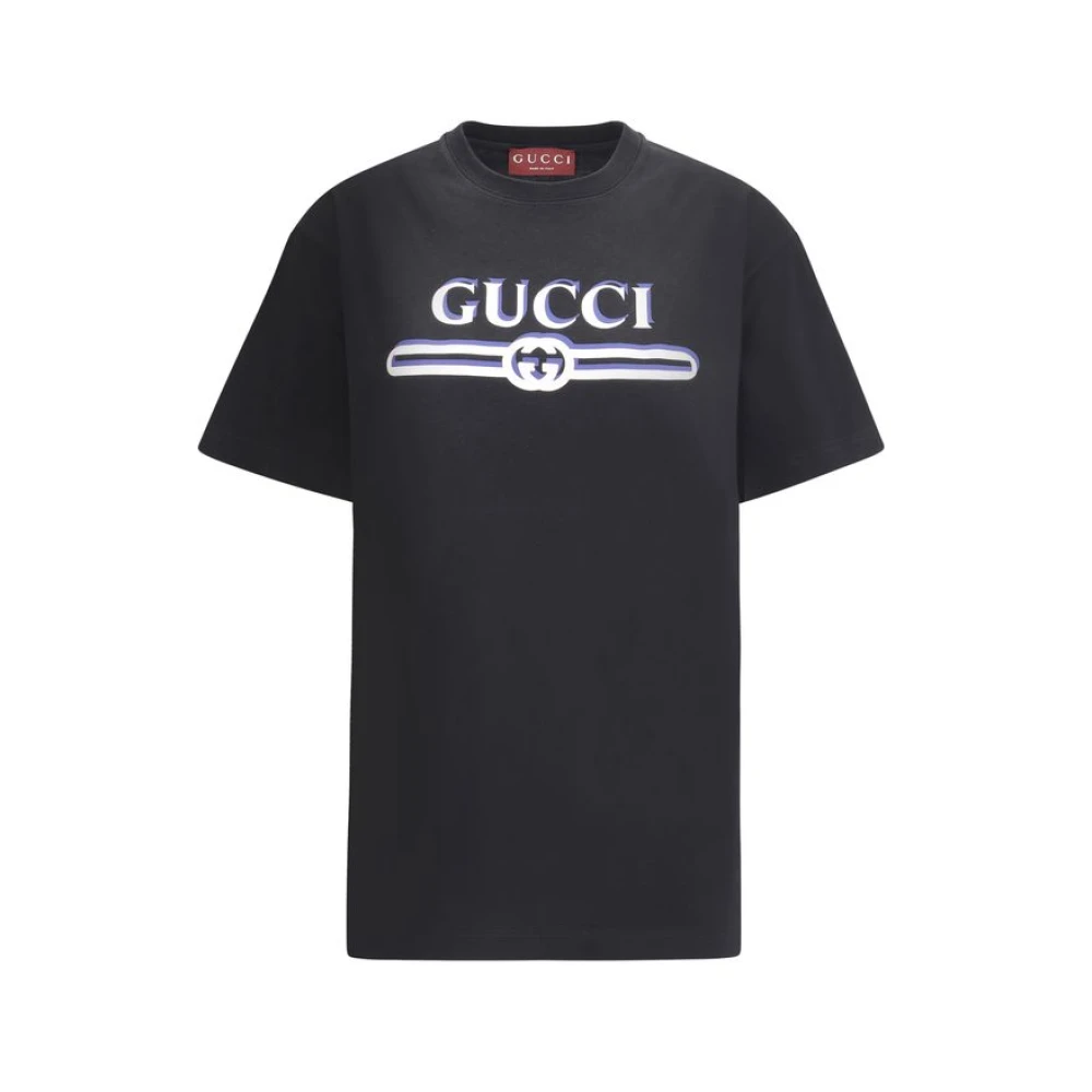 Gucci Maxi Logo Katoenen T-shirt Black Dames