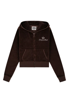Juicy Script Velour Zip Hoodie